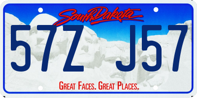 SD license plate 57ZJ57