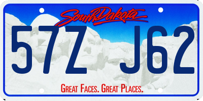 SD license plate 57ZJ62