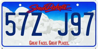SD license plate 57ZJ97