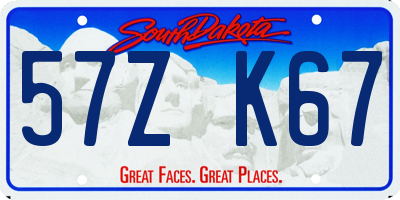 SD license plate 57ZK67