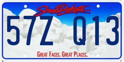 SD license plate 57ZQ13