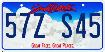 SD license plate 57ZS45