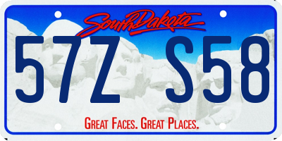 SD license plate 57ZS58