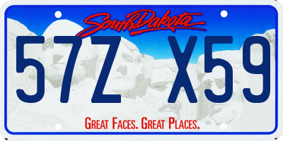 SD license plate 57ZX59