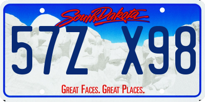 SD license plate 57ZX98