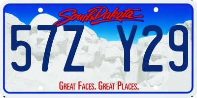 SD license plate 57ZY29