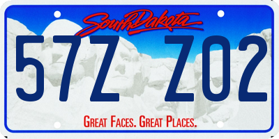 SD license plate 57ZZ02
