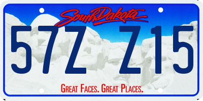 SD license plate 57ZZ15