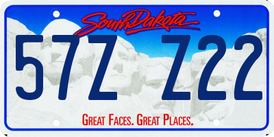 SD license plate 57ZZ22