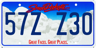 SD license plate 57ZZ30