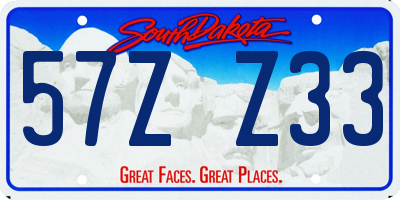 SD license plate 57ZZ33