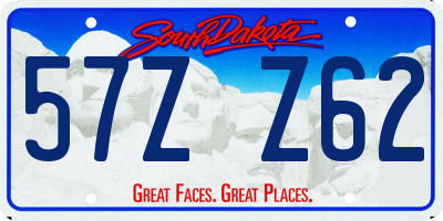 SD license plate 57ZZ62