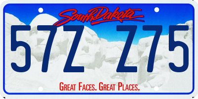 SD license plate 57ZZ75