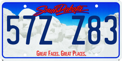 SD license plate 57ZZ83