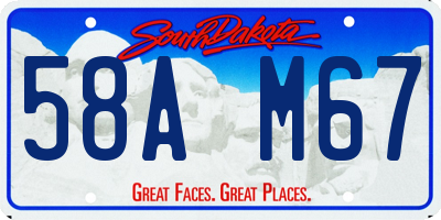 SD license plate 58AM67