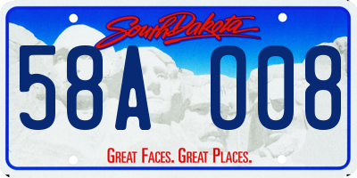 SD license plate 58AO08