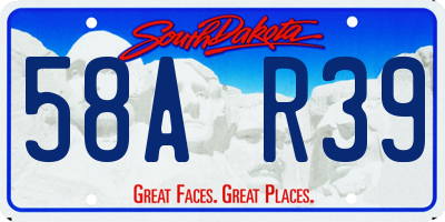 SD license plate 58AR39
