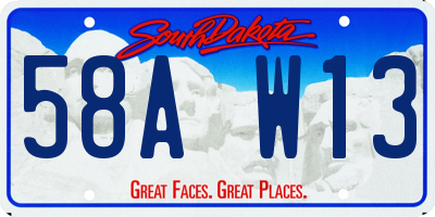SD license plate 58AW13