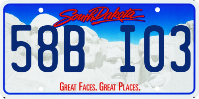 SD license plate 58BI03