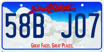 SD license plate 58BJ07