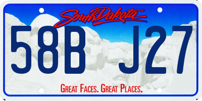 SD license plate 58BJ27