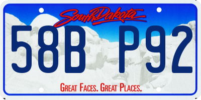 SD license plate 58BP92
