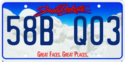 SD license plate 58BQ03
