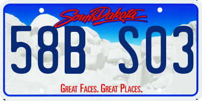 SD license plate 58BS03