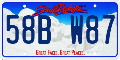 SD license plate 58BW87