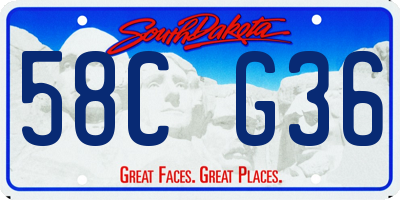 SD license plate 58CG36