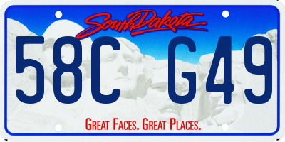 SD license plate 58CG49