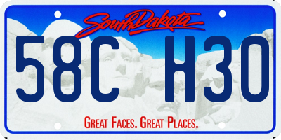 SD license plate 58CH30