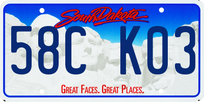 SD license plate 58CK03