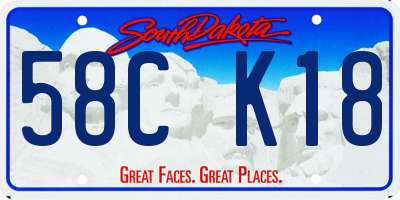 SD license plate 58CK18