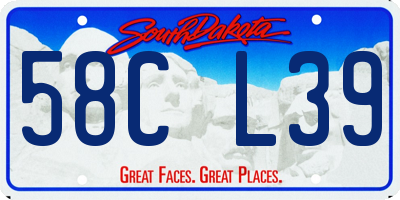 SD license plate 58CL39