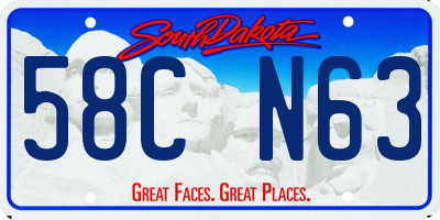 SD license plate 58CN63