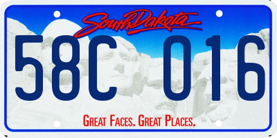 SD license plate 58CO16