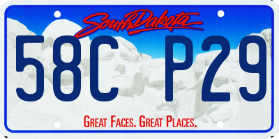 SD license plate 58CP29