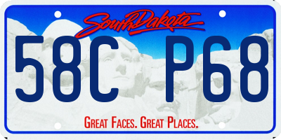 SD license plate 58CP68