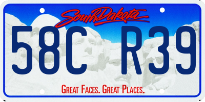 SD license plate 58CR39