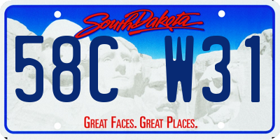 SD license plate 58CW31