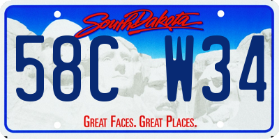 SD license plate 58CW34