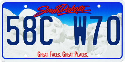 SD license plate 58CW70