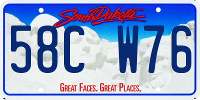 SD license plate 58CW76