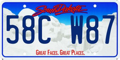 SD license plate 58CW87