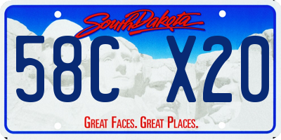 SD license plate 58CX20