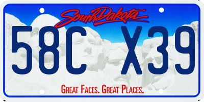 SD license plate 58CX39