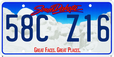 SD license plate 58CZ16