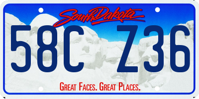 SD license plate 58CZ36