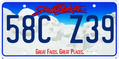 SD license plate 58CZ39